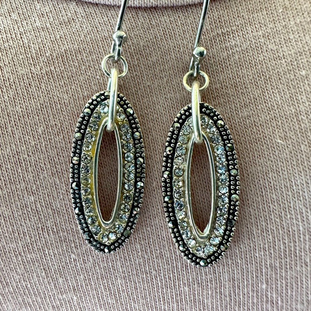 Sterling Silver 925  and crystals earrings